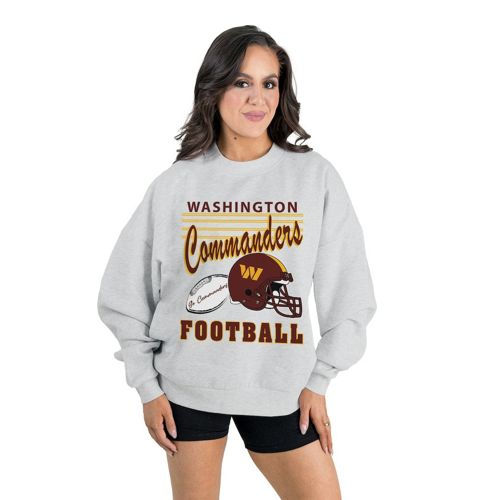 Washington Commanders Gameday Couture Women's Home Turf Oversized Premium Fleece Pullover Sweatshirt - Ash Pullover