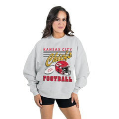 Kansas City Chiefs Gameday Couture Women's Home Turf Oversized Premium Fleece Pullover Sweatshirt - Ash Pullover