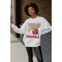 Kansas City Chiefs Gameday Couture Women's Home Turf Oversized Premium Fleece Pullover Sweatshirt - Ash Pullover