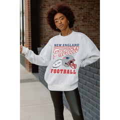 New England Patriots Gameday Couture Women's Home Turf Oversized Premium Fleece Pullover Sweatshirt - Ash Pullover