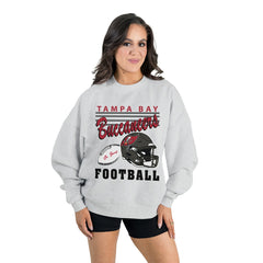 Tampa Bay Buccaneers Gameday Couture Women's Home Turf Oversized Premium Fleece Pullover Sweatshirt - Ash Pullover