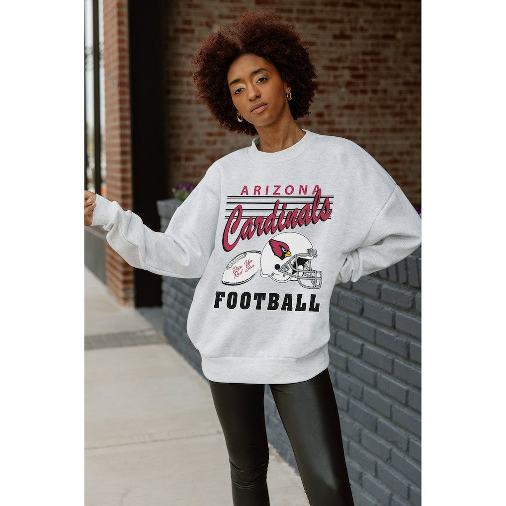 Arizona Cardinals Gameday Couture Women's Home Turf Oversized Premium Fleece Pullover Sweatshirt - Ash Pullover