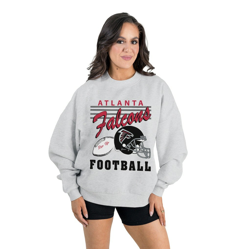 Atlanta Falcons Gameday Couture Women's Home Turf Oversized Premium Fleece Pullover Sweatshirt - Ash Pullover