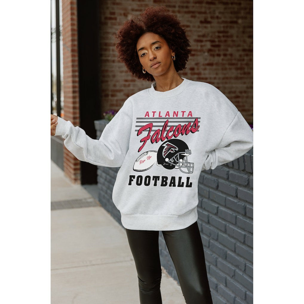 Atlanta Falcons Gameday Couture Women's Home Turf Oversized Premium Fleece Pullover Sweatshirt - Ash Pullover