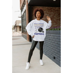 Baltimore Ravens Gameday Couture Women's Home Turf Oversized Premium Fleece Pullover Sweatshirt - Ash Pullover