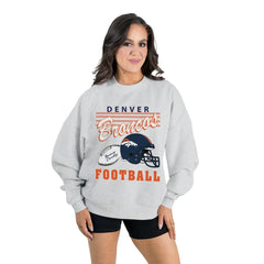 Denver Broncos Gameday Couture Women's Home Turf Oversized Premium Fleece Pullover Sweatshirt - Ash Pullover