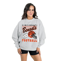 Cincinnati Bengals Gameday Couture Women's Home Turf Oversized Premium Fleece Pullover Sweatshirt - Ash Pullover