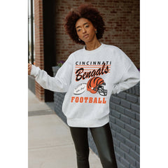 Cincinnati Bengals Gameday Couture Women's Home Turf Oversized Premium Fleece Pullover Sweatshirt - Ash Pullover