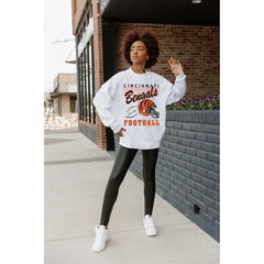 Cincinnati Bengals Gameday Couture Women's Home Turf Oversized Premium Fleece Pullover Sweatshirt - Ash Pullover