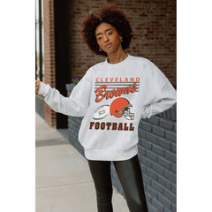 Cleveland Browns Gameday Couture Women's Home Turf Oversized Premium Fleece Pullover Sweatshirt - Ash Pullover