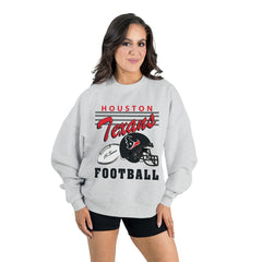 Houston Texans Gameday Couture Women's Home Turf Oversized Premium Fleece Pullover Sweatshirt - Ash Pullover