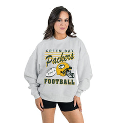 Green Bay Packers Gameday Couture Women's Home Turf Oversized Premium Fleece Pullover Sweatshirt - Ash Pullover