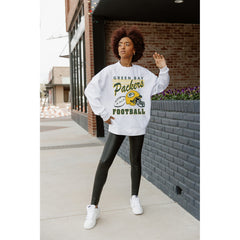 Green Bay Packers Gameday Couture Women's Home Turf Oversized Premium Fleece Pullover Sweatshirt - Ash Pullover