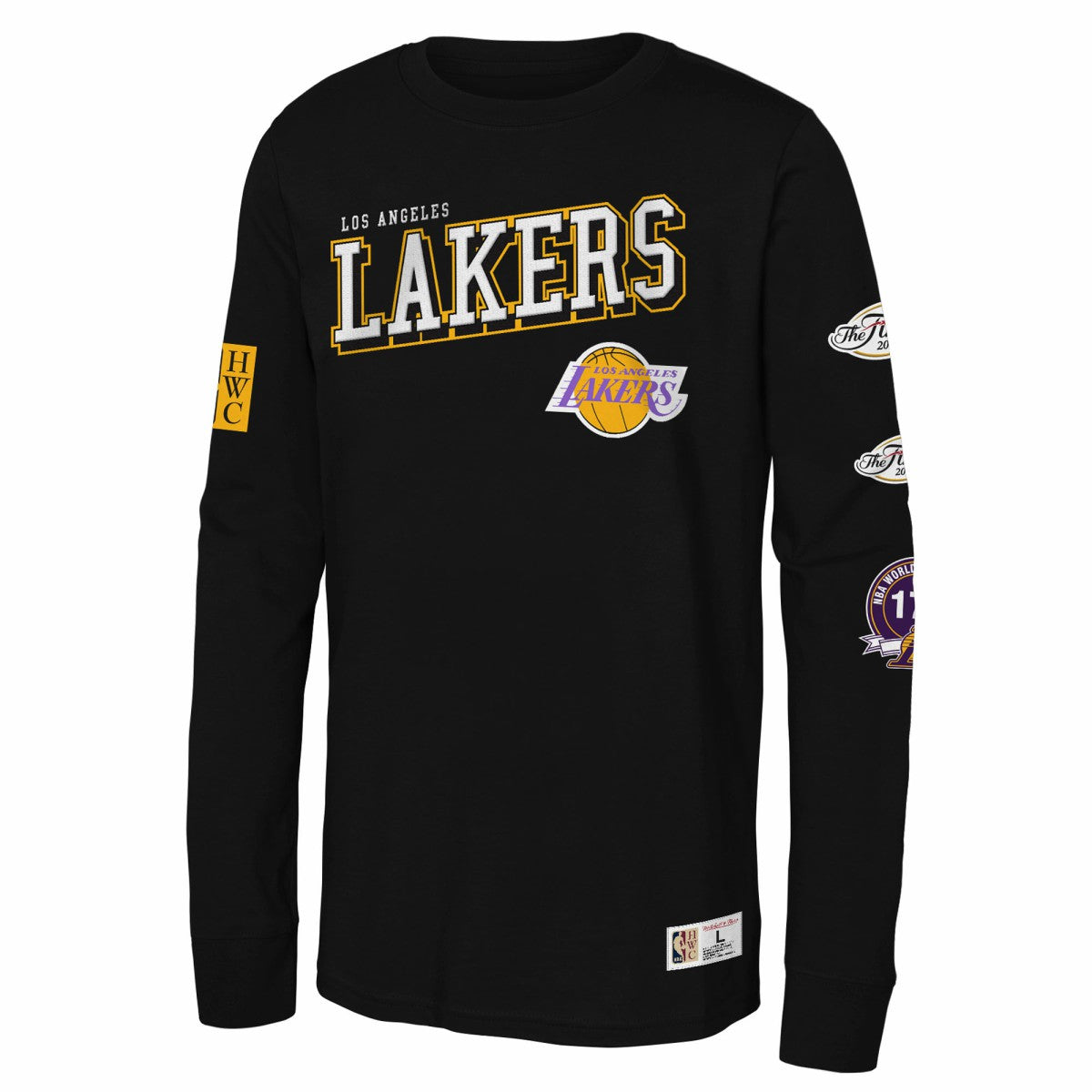 Los Angeles Lakers Youth Hardwood Classics Training Camp Long Sleeve T-Shirt Black - Mitchell & Ness