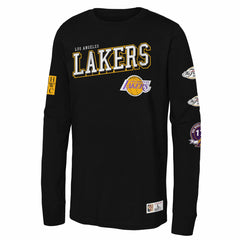Los Angeles Lakers Youth Hardwood Classics Training Camp Long Sleeve T-Shirt Black - Mitchell & Ness