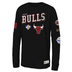 Chicago Bulls Youth Hardwood Classics Training Camp Long Sleeve T-Shirt Black - Mitchell & Ness