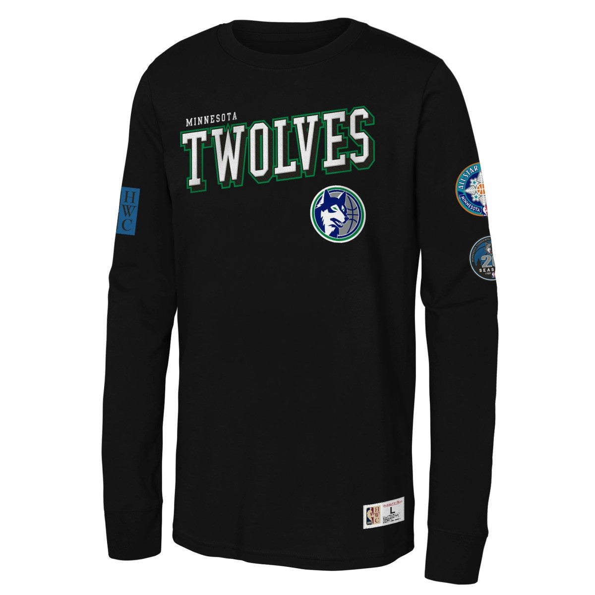 Minnesota Timberwolves Youth Hardwood Classics Training Camp Long Sleeve T-Shirt Black - Mitchell & Ness