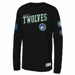 Minnesota Timberwolves Youth Hardwood Classics Training Camp Long Sleeve T-Shirt Black - Mitchell & Ness
