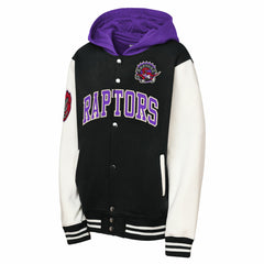 Toronto Raptors Youth Hardwood Classics Courtside Fleece Full-Snap Hooded Jacket Black - Mitchell & Ness