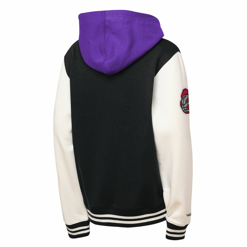 Toronto Raptors Youth Hardwood Classics Courtside Fleece Full-Snap Hooded Jacket Black - Mitchell & Ness