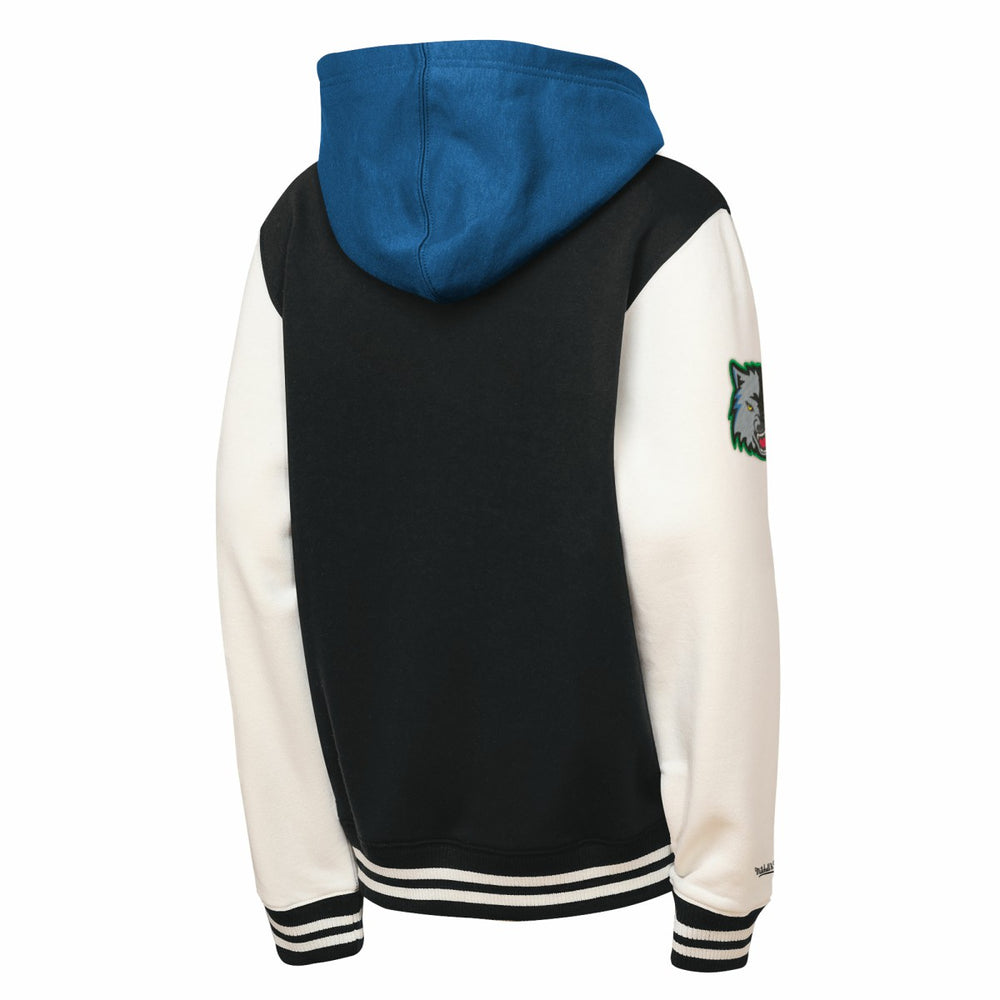 Minnesota Timberwolves Youth Hardwood Classics Courtside Fleece Full-Snap Hooded Jacket Black - Mitchell & Ness outlet