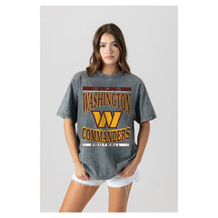 Washington Commanders Gameday Couture Women's Oversized Classic Grind Washed T-Shirt - Gray T-shirts