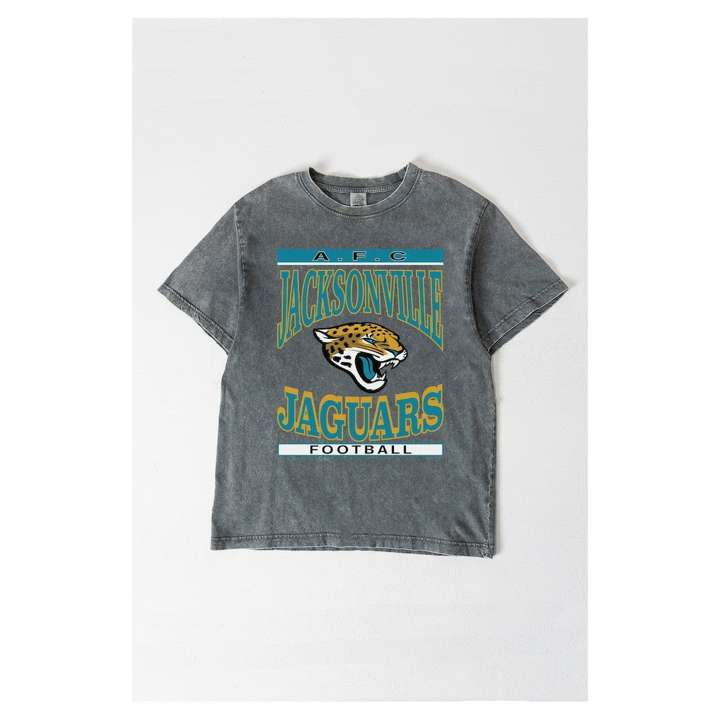 Jacksonville Jaguars Gameday Couture Women's Oversized Classic Grind Washed T-Shirt - Gray T-shirts