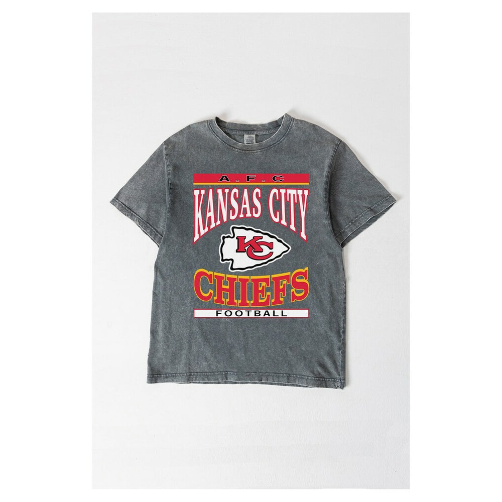Kansas City Chiefs Gameday Couture Women's Oversized Classic Grind Washed T-Shirt - Gray T-shirts