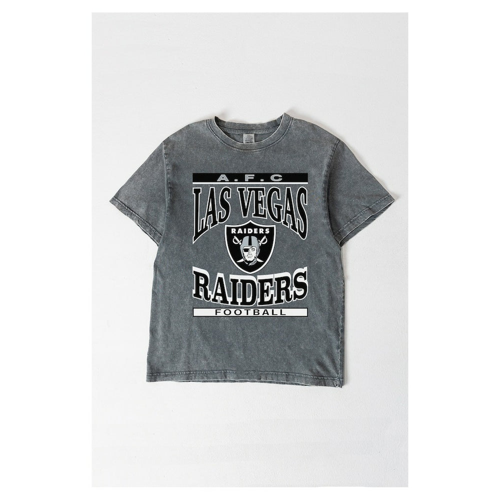 Las Vegas Raiders Gameday Couture Women's Oversized Classic Grind Washed T-Shirt - Gray T-shirts