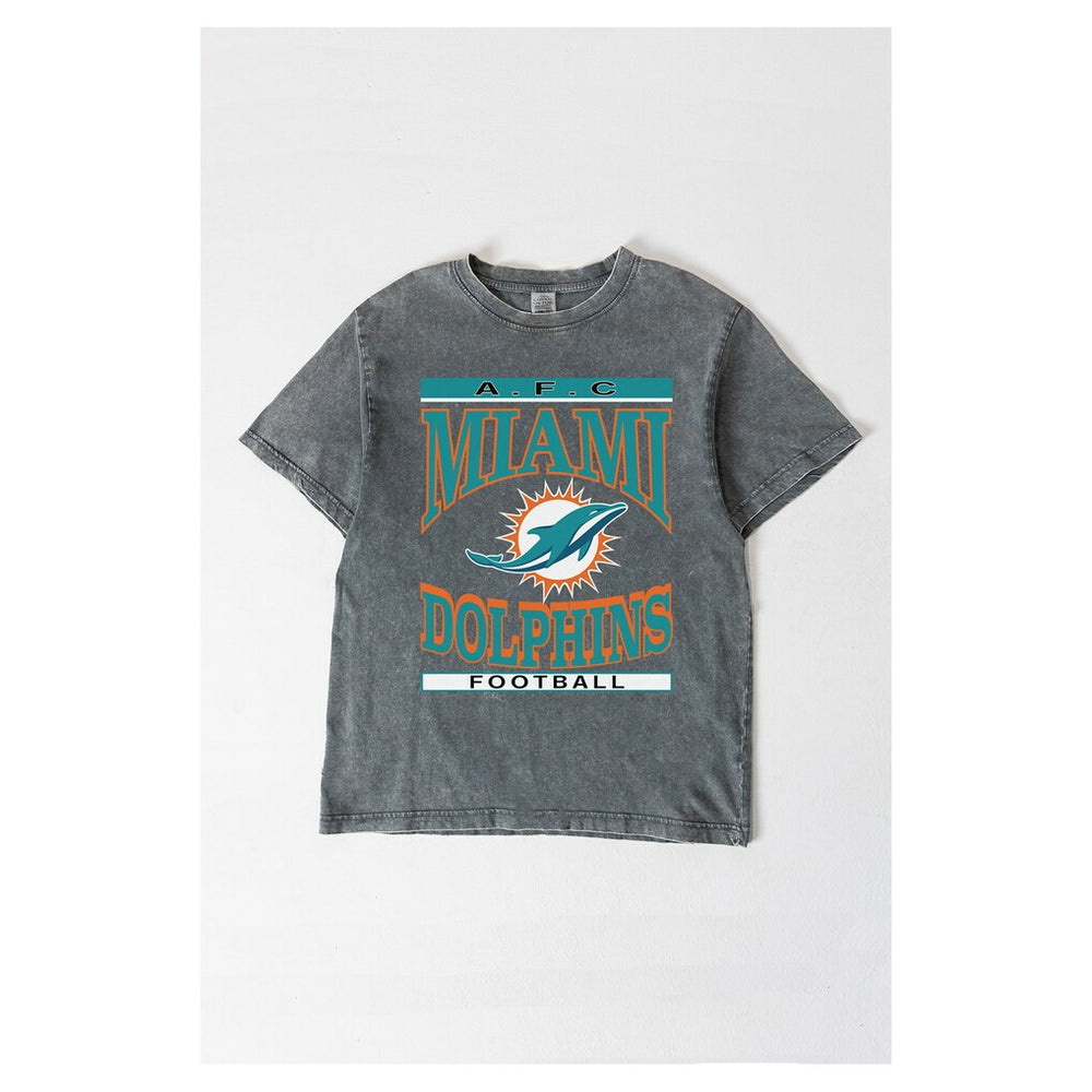 Miami Dolphins Gameday Couture Women's Oversized Classic Grind Washed T-Shirt - Gray T-shirts