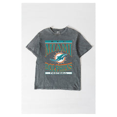 Miami Dolphins Gameday Couture Women's Oversized Classic Grind Washed T-Shirt - Gray T-shirts