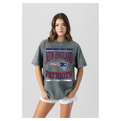 New England Patriots Gameday Couture Women's Oversized Classic Grind Washed T-Shirt - Gray T-shirts