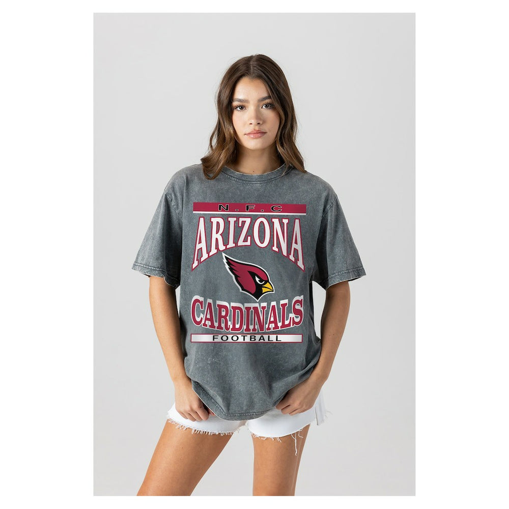Arizona Cardinals Gameday Couture Women's Oversized Classic Grind Washed T-Shirt - Gray T-shirts