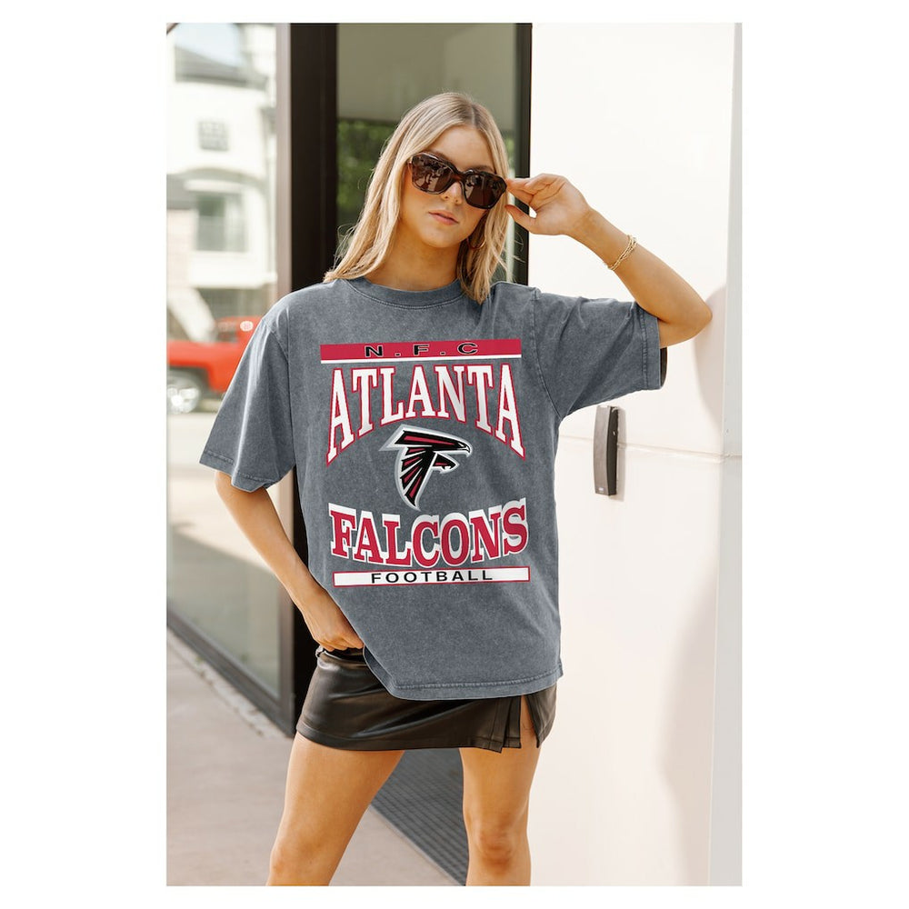 Atlanta Falcons Gameday Couture Women's Oversized Classic Grind Washed T-Shirt - Gray T-shirts