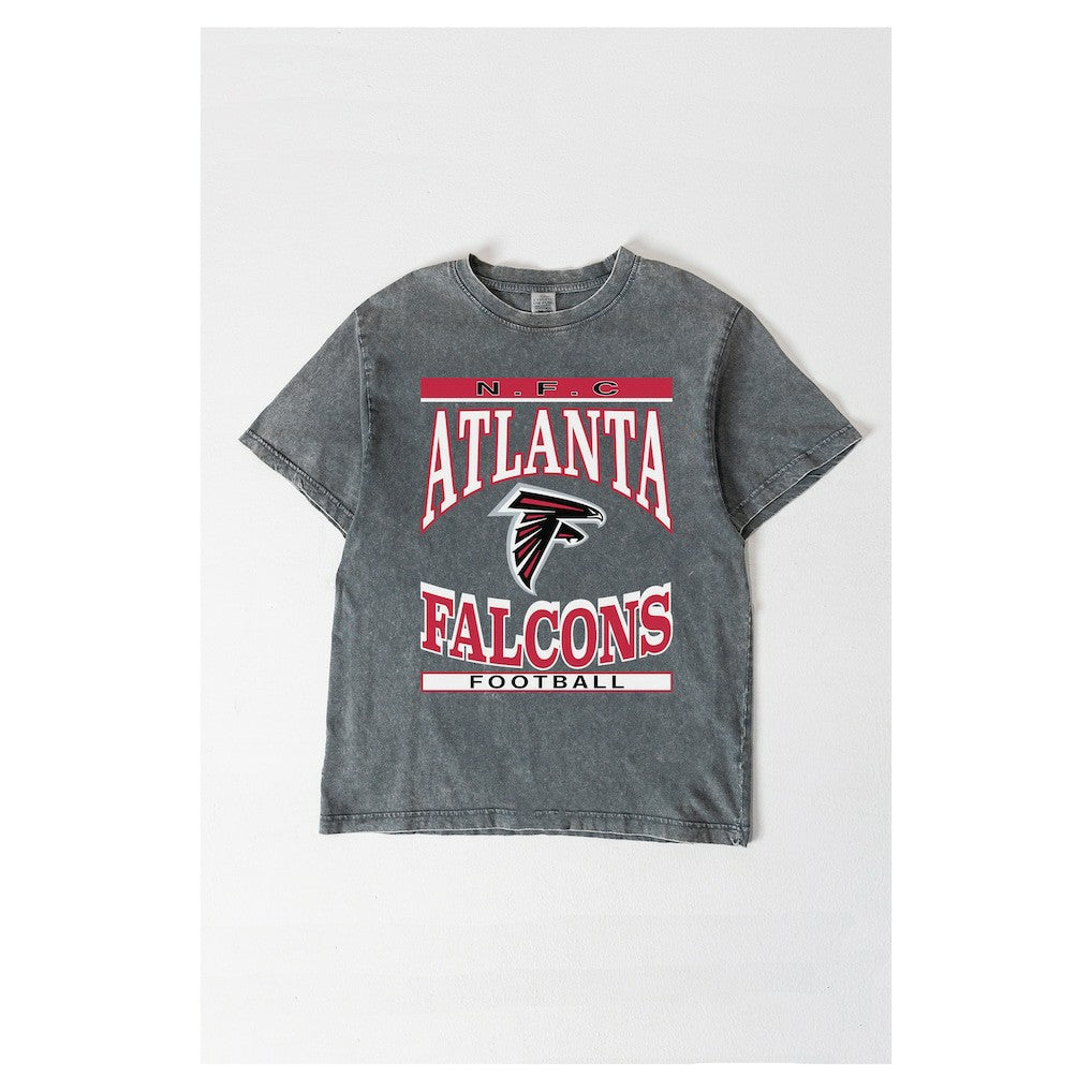 Atlanta Falcons Gameday Couture Women's Oversized Classic Grind Washed T-Shirt - Gray T-shirts