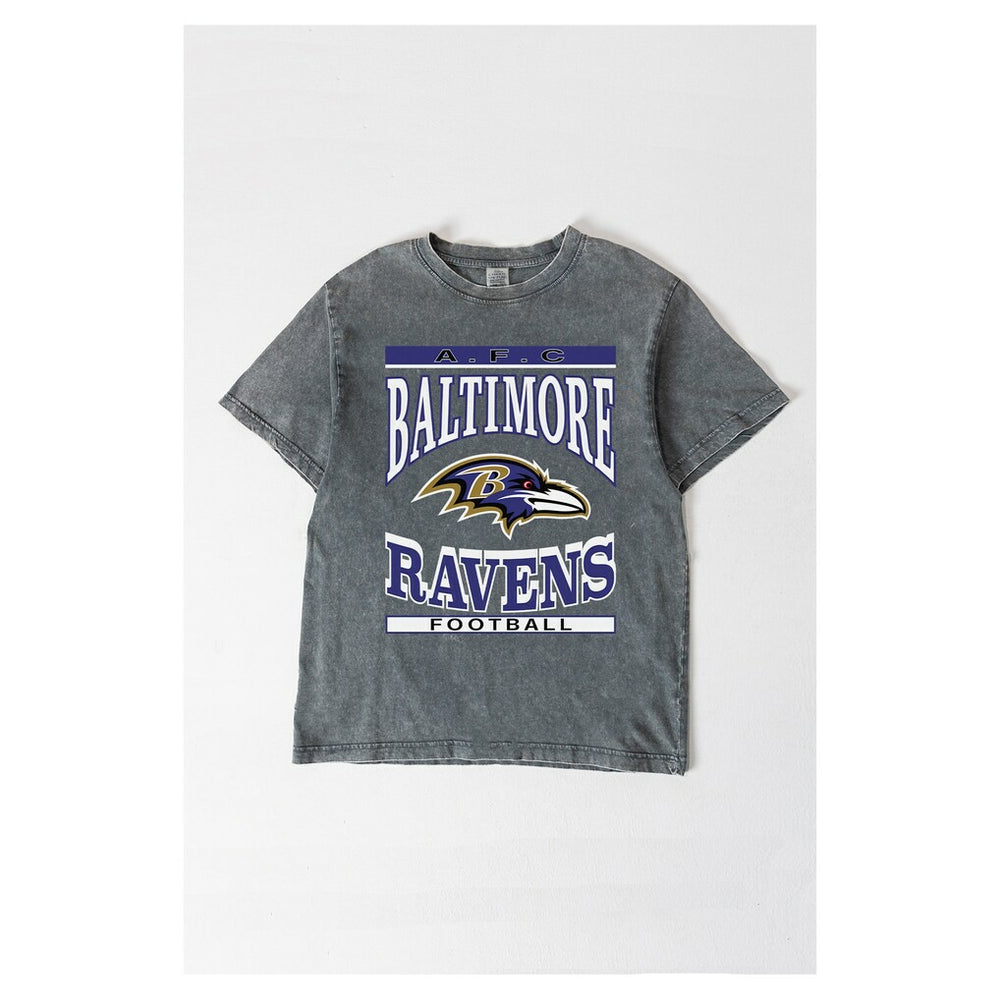 Baltimore Ravens Gameday Couture Women's Oversized Classic Grind Washed T-Shirt - Gray T-shirts