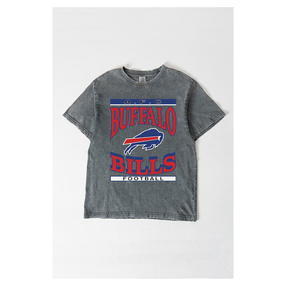 Buffalo Bills Gameday Couture Women's Oversized Classic Grind Washed T-Shirt - Gray T-shirts