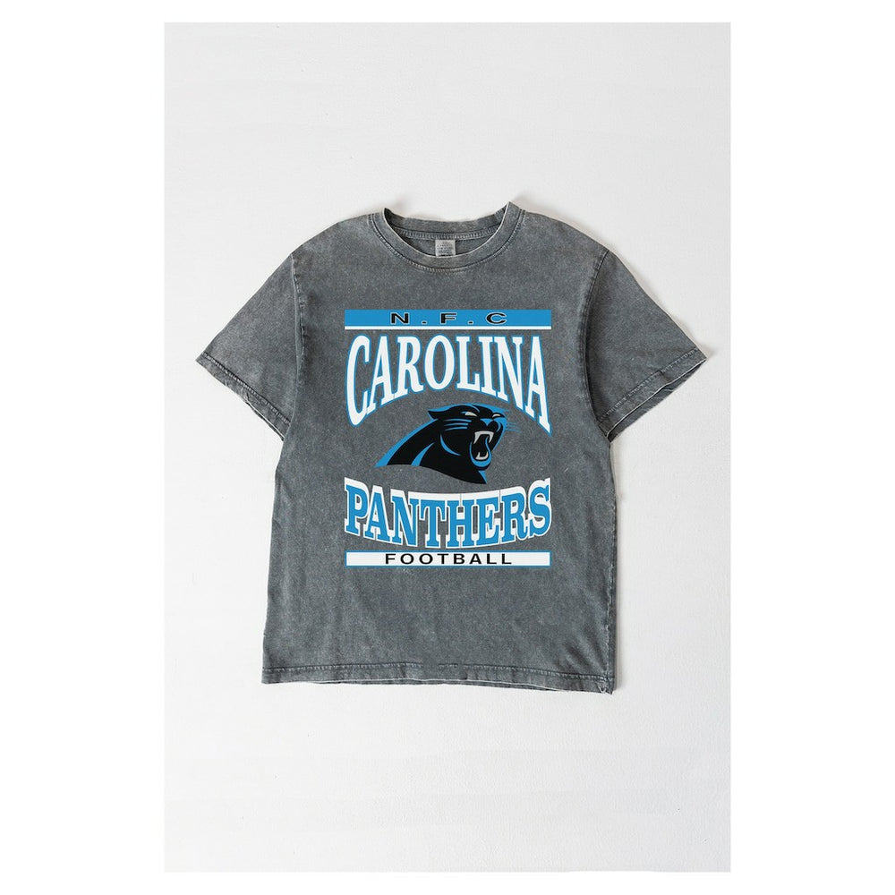 Carolina Panthers Gameday Couture Women's Oversized Classic Grind Washed T-Shirt - Gray T-shirts