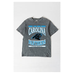 Carolina Panthers Gameday Couture Women's Oversized Classic Grind Washed T-Shirt - Gray T-shirts