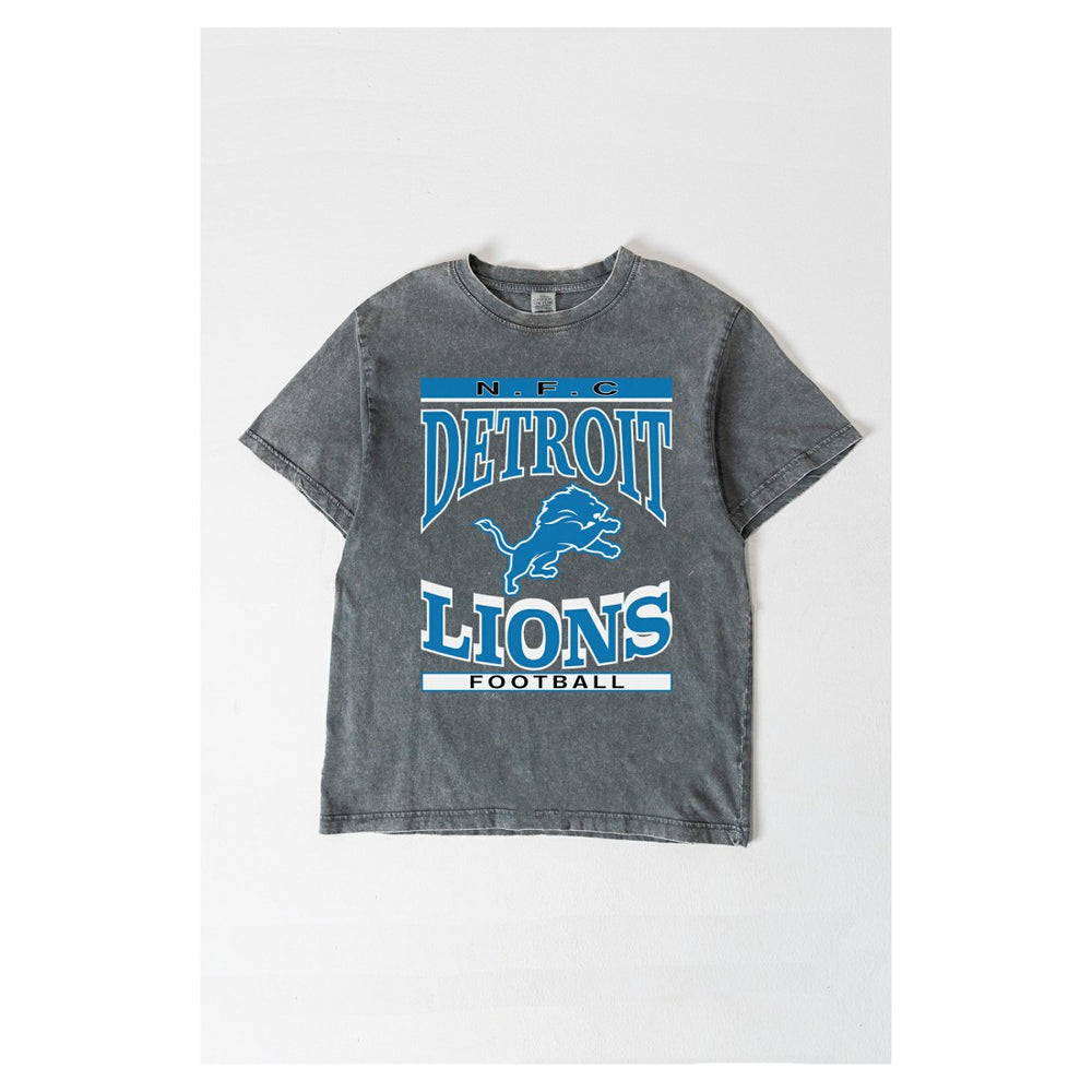 Detroit Lions Gameday Couture Women's Oversized Classic Grind Washed T-Shirt - Gray T-shirts