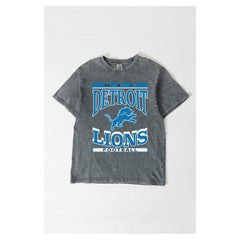 Detroit Lions Gameday Couture Women's Oversized Classic Grind Washed T-Shirt - Gray T-shirts