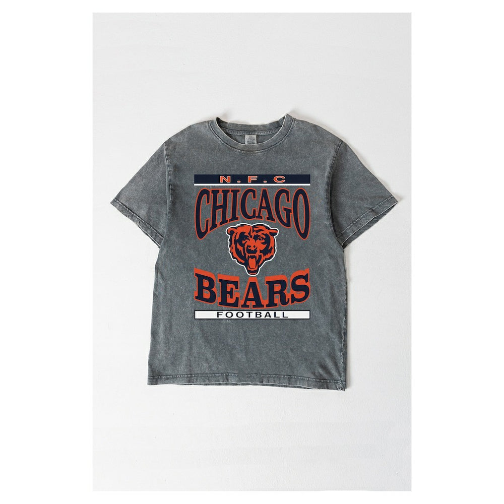 Chicago Bears Gameday Couture Women's Oversized Classic Grind Washed T-Shirt - Gray T-shirts