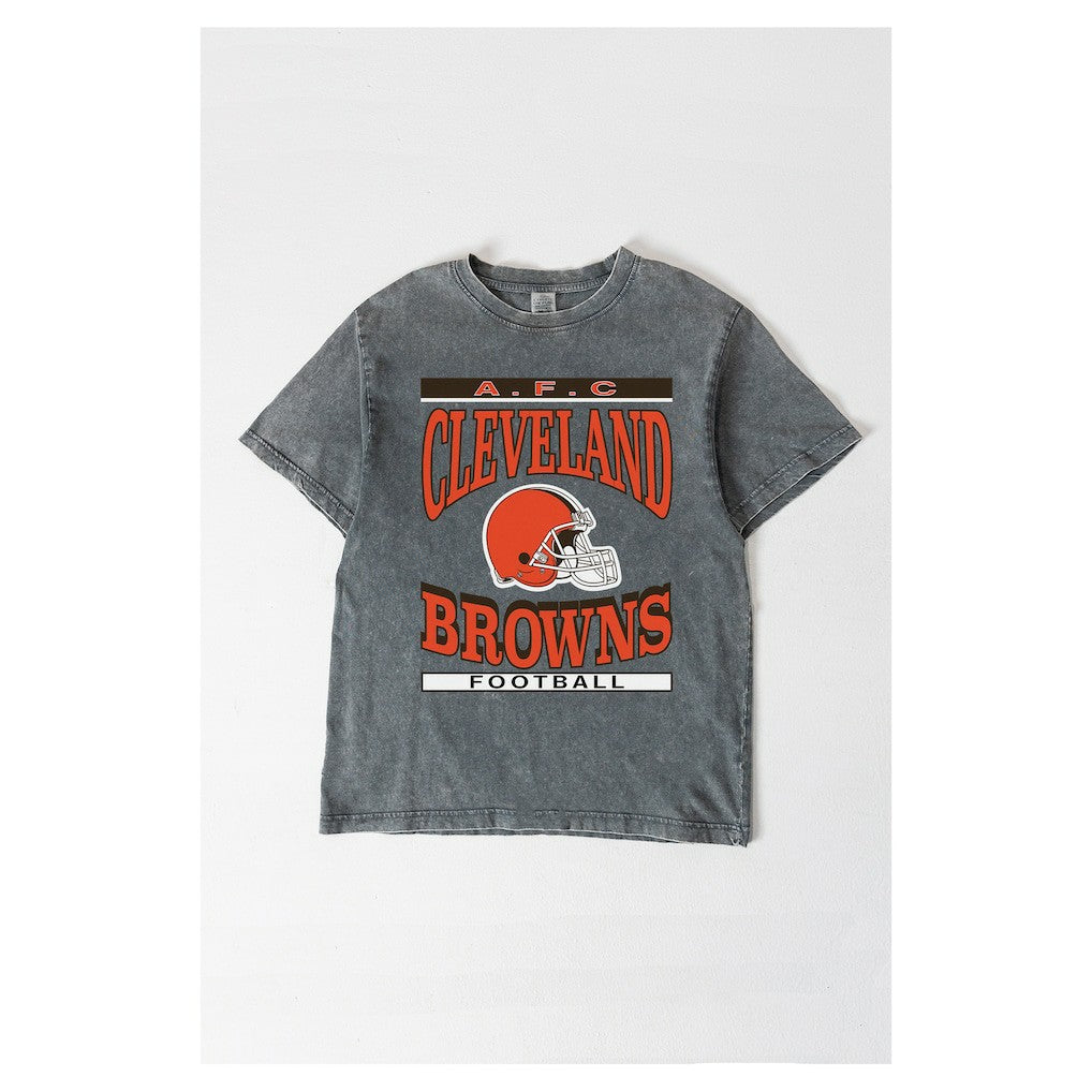 Cleveland Browns Gameday Couture Women's Oversized Classic Grind Washed T-Shirt - Gray T-shirts