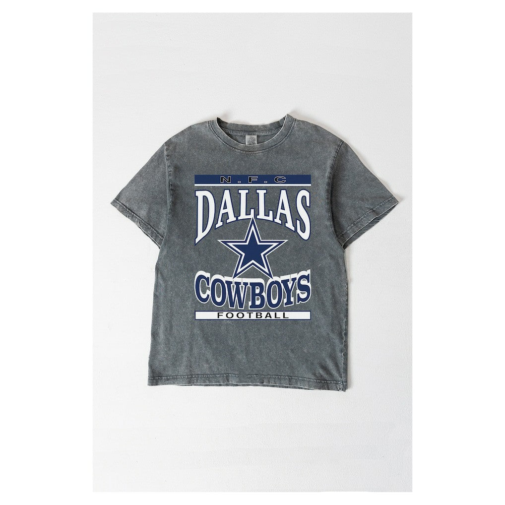 Dallas Cowboys Gameday Couture Women's Oversized Classic Grind Washed T-Shirt - Gray T-shirts