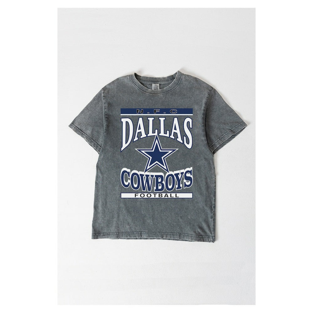 Dallas Cowboys Gameday Couture Women's Oversized Classic Grind Washed T-Shirt - Gray T-shirts