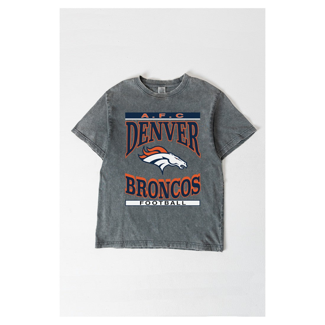 Denver Broncos Gameday Couture Women's Oversized Classic Grind Washed T-Shirt - Gray T-shirts