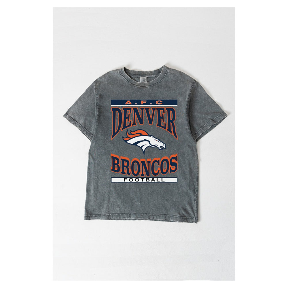 Denver Broncos Gameday Couture Women's Oversized Classic Grind Washed T-Shirt - Gray T-shirts