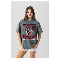 Houston Texans Gameday Couture Women's Oversized Classic Grind Washed T-Shirt - Gray T-shirts