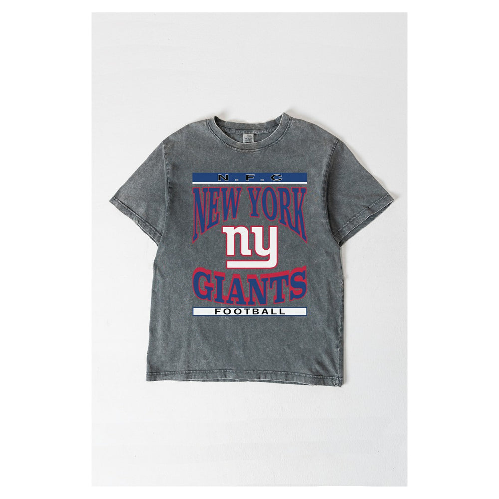 New York Giants Gameday Couture Women's Oversized Classic Grind Washed T-Shirt - Gray T-shirts