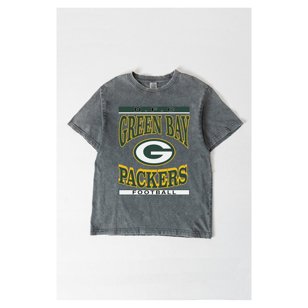 Green Bay Packers Gameday Couture Women's Oversized Classic Grind Washed T-Shirt - Gray T-shirts